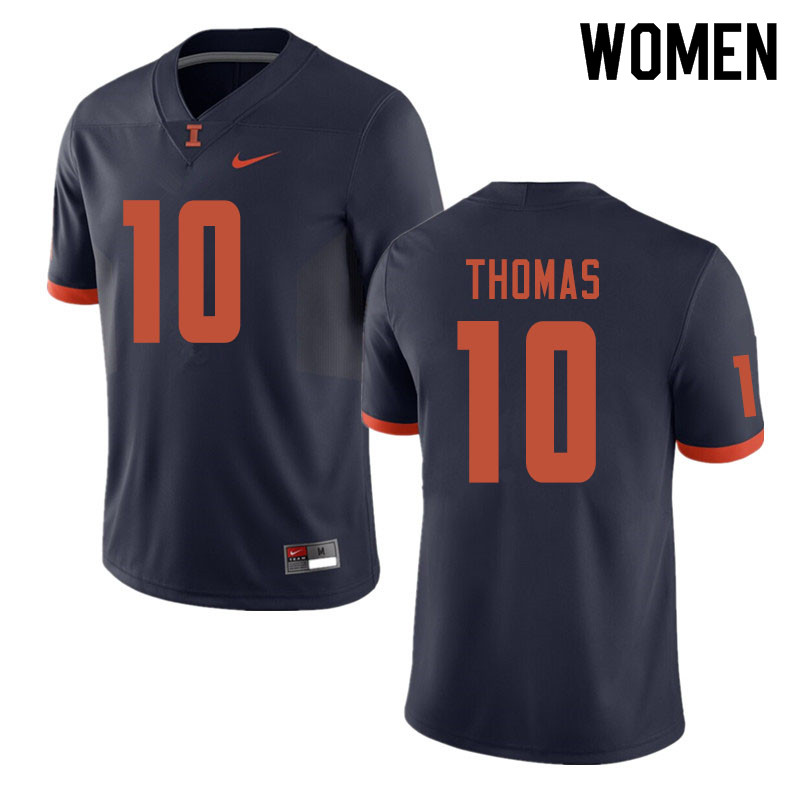 Women #10 Cam Thomas Illinois Fighting Illini College Football Jerseys Sale-Navy